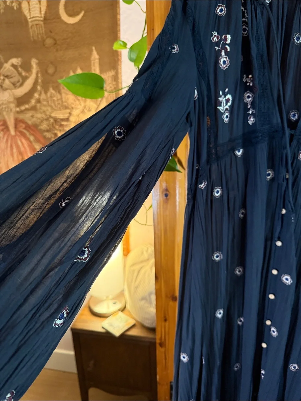 Free People Women’s black Embroidered Maxi Dress